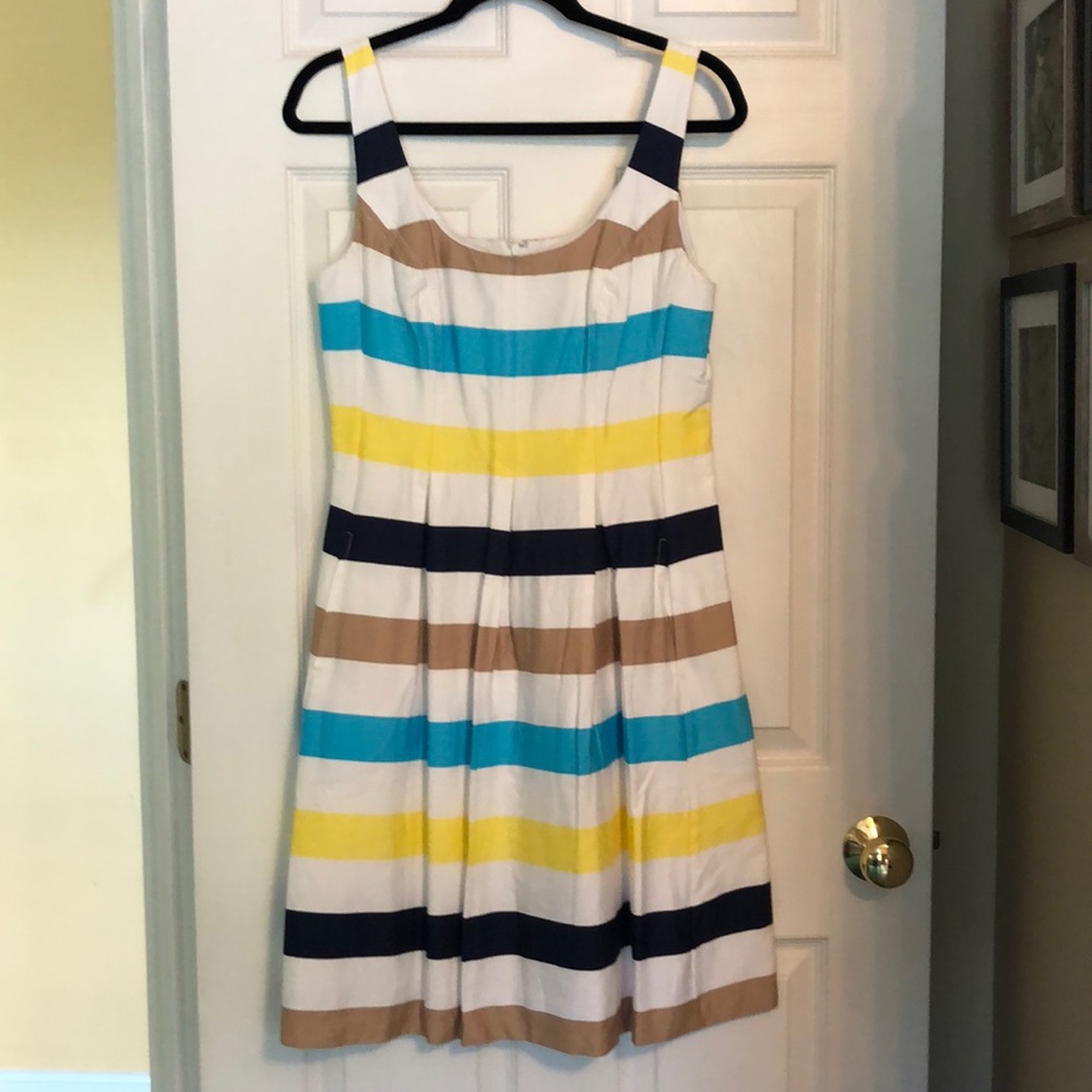 Nine West fit n flare striped dress with pockets